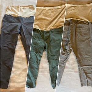 Gap maternity khaki pants bundle - charcoal grey, green, and light grey
